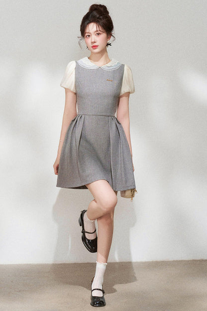 Gray Puff Sleeve Dress