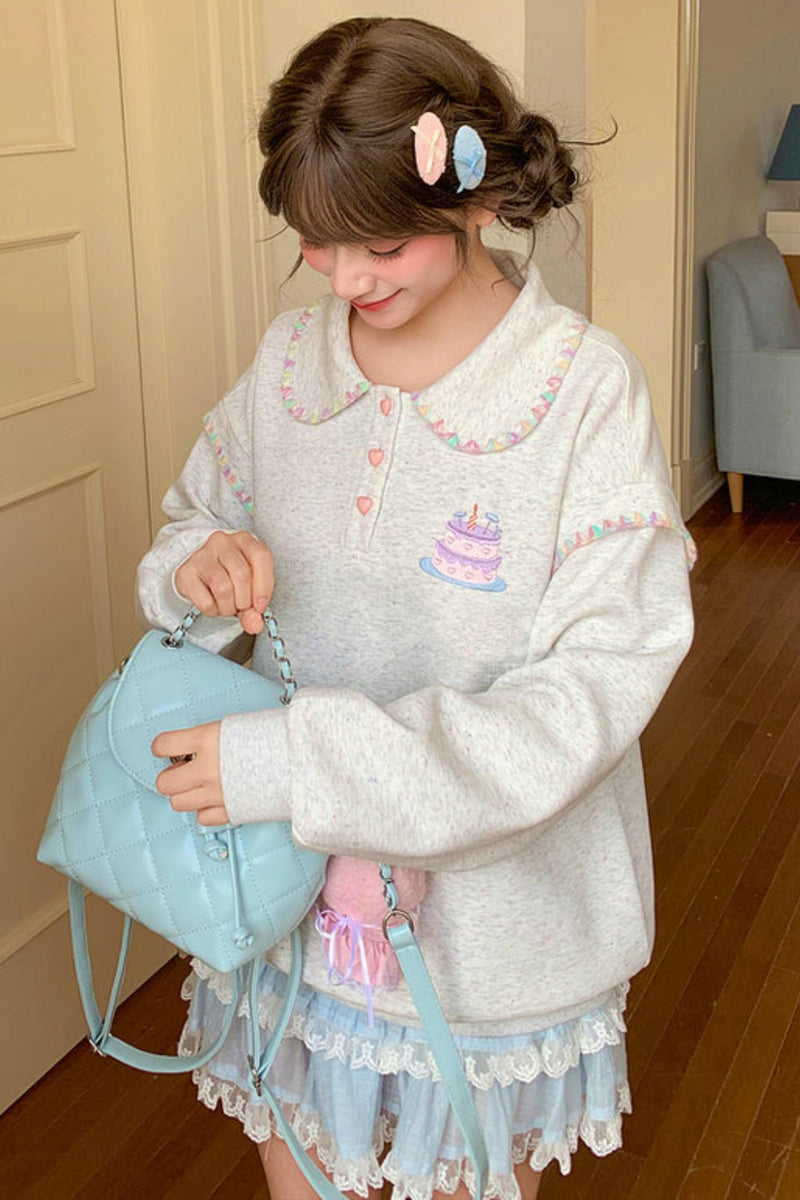 Doll Collar Loose Sweatshirt