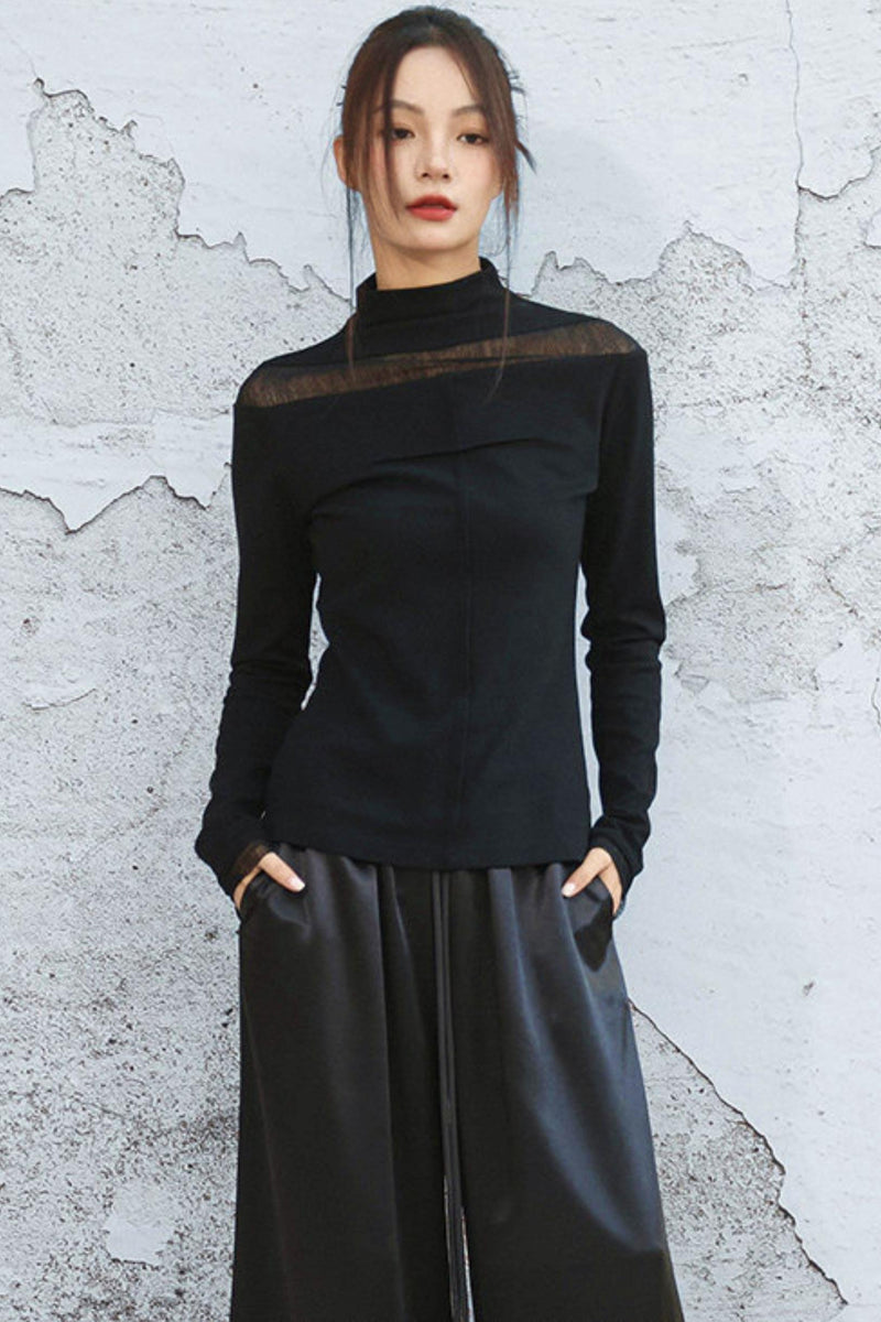 Point Sheer Design High Neck Top