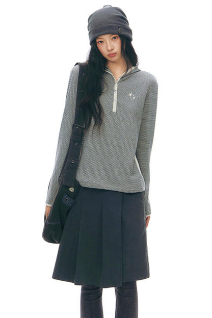 Striped Hooded Knit Tops