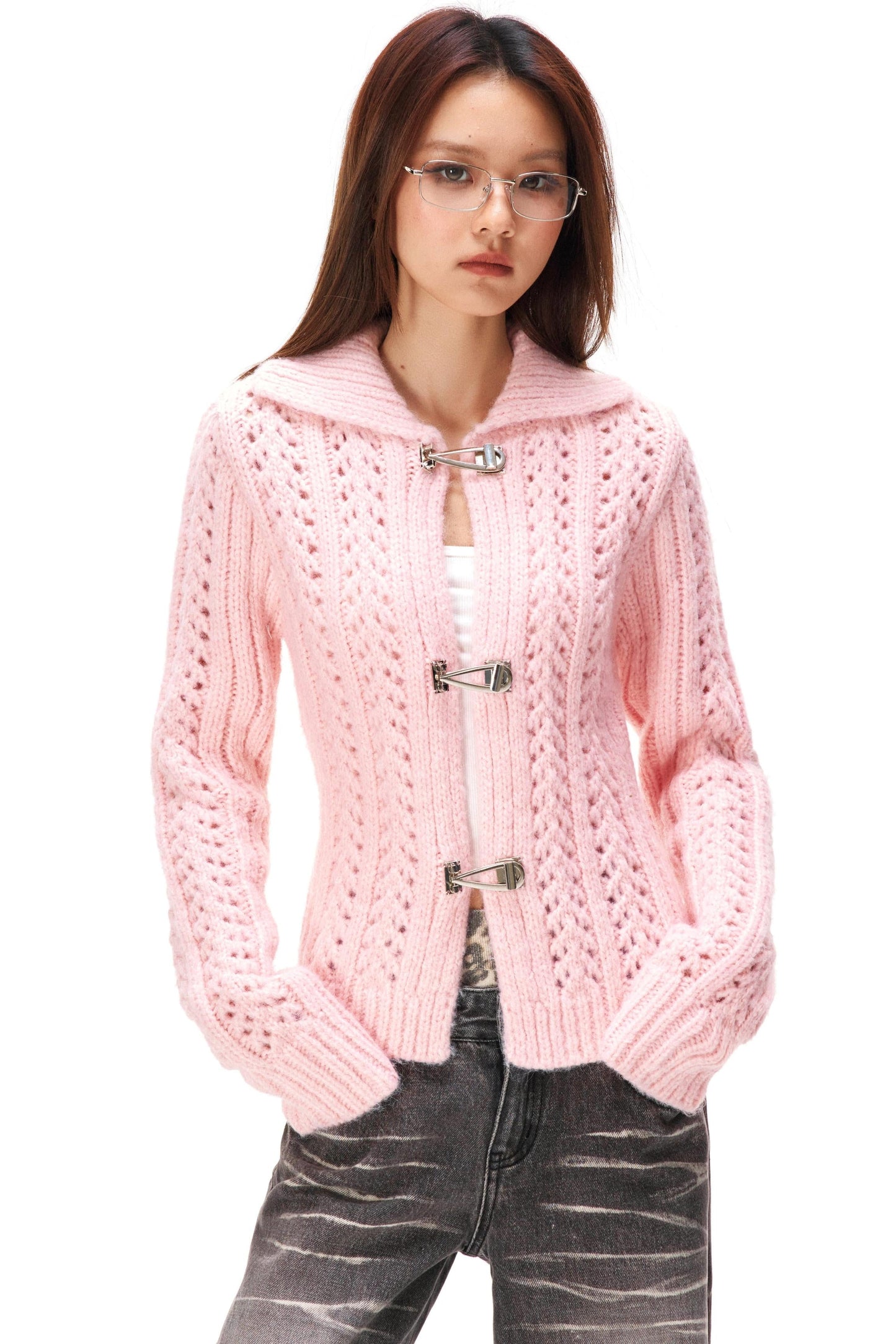 Y2k Hollow Out Knit Cardigan
