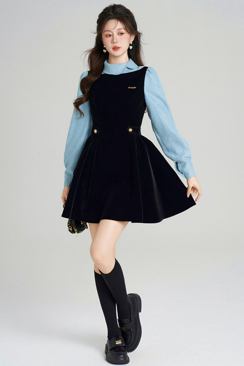 Spliced Velvet Hepburn Dress