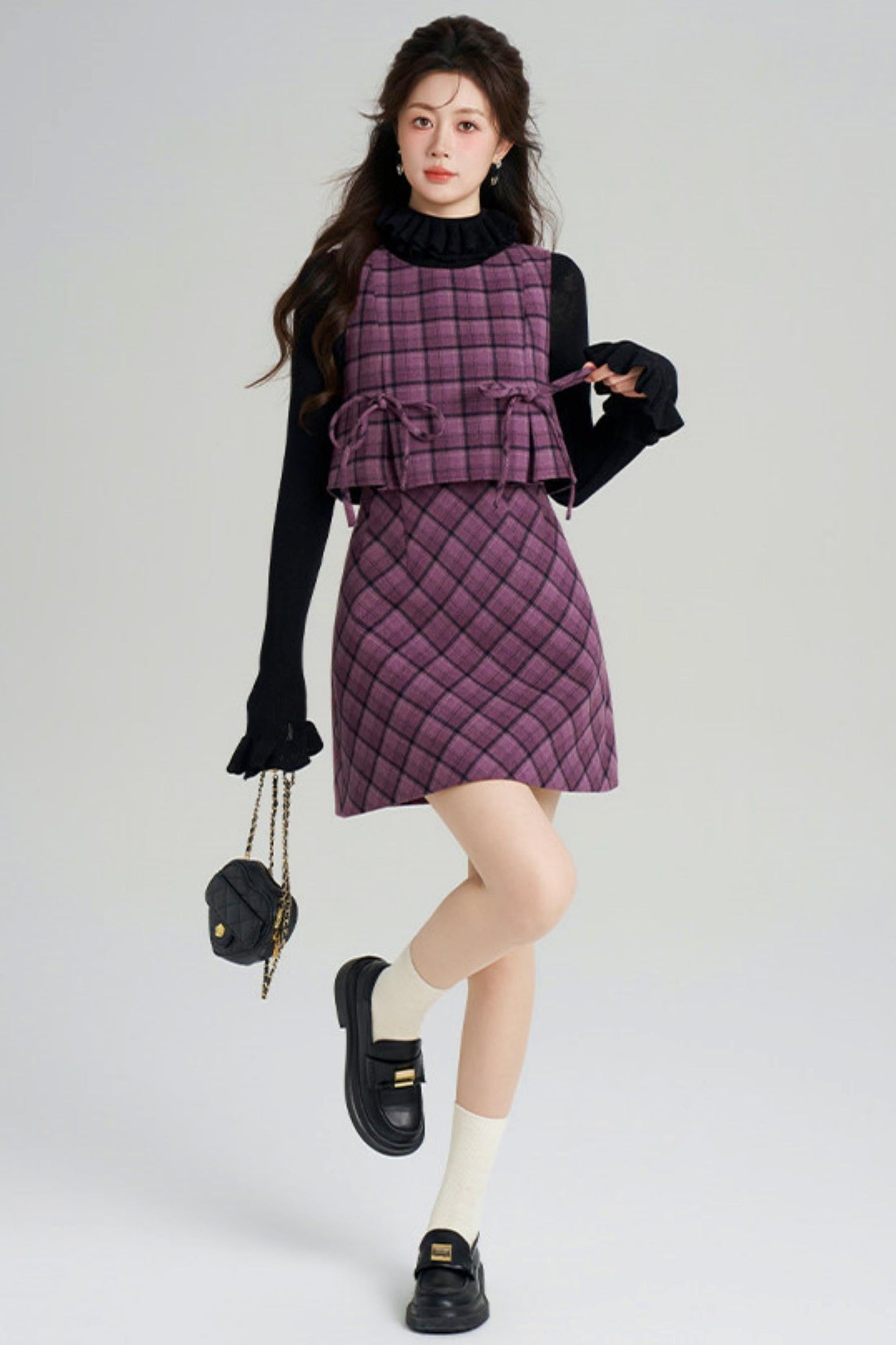 Check Vest Dress + Top