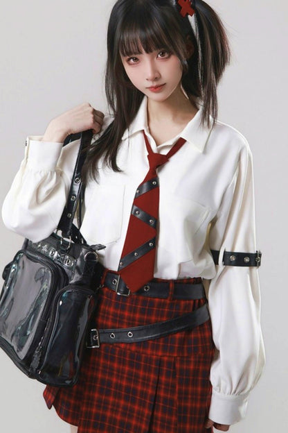 Leather Trim Shirt + Tie