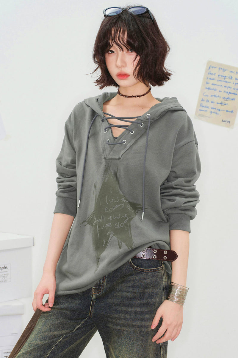 Mode Star Loose Hoodie Top