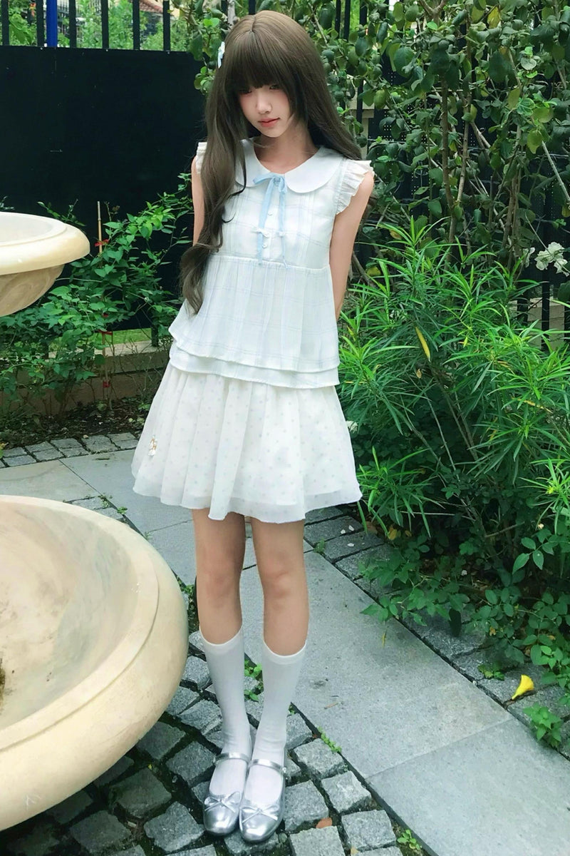 Angelic Doll Collar Top + Dot Skirt
