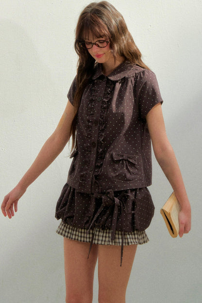 Dot Ruffle Top + Skirt