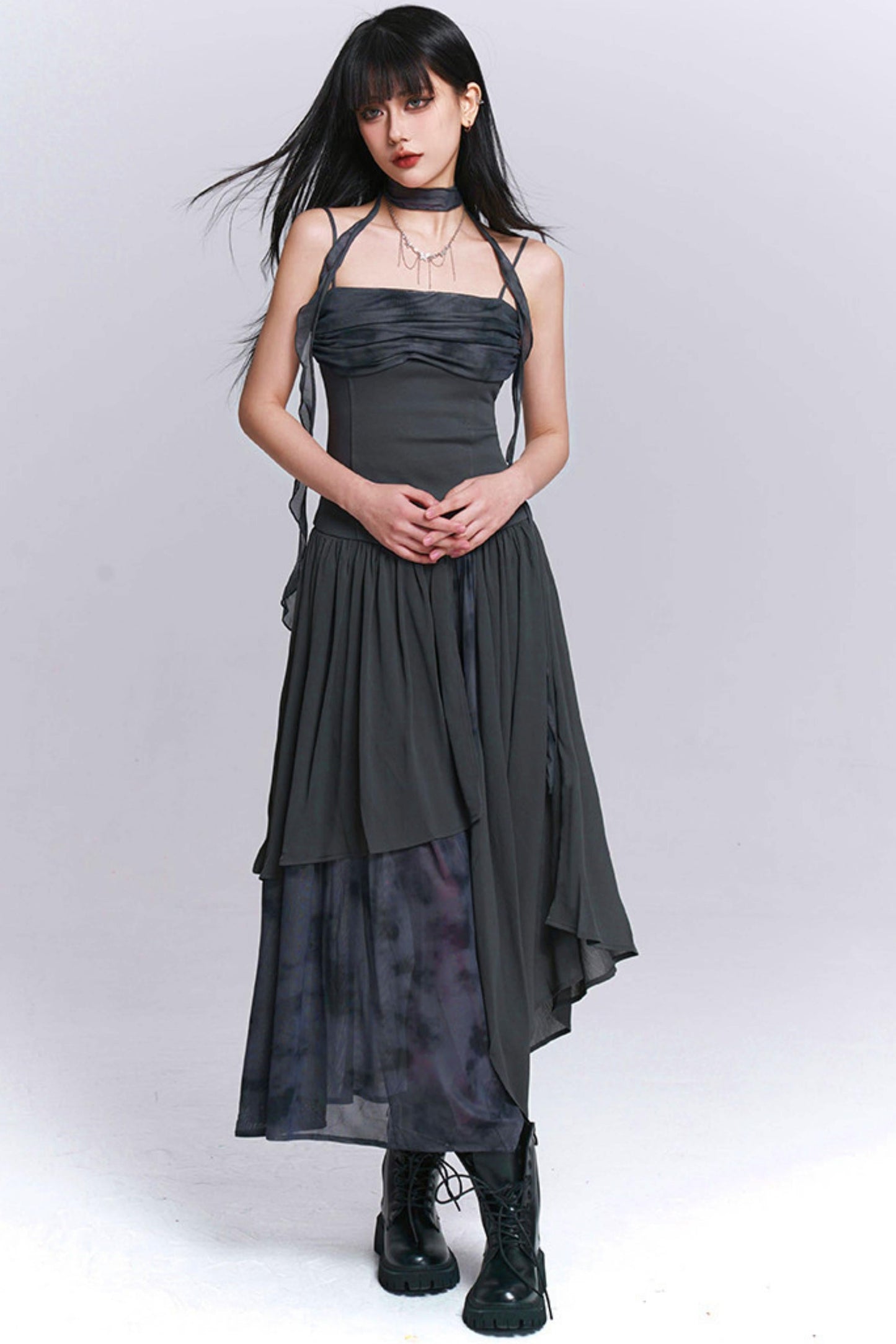 Dark Camisole Irregular Dress