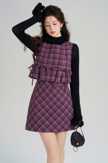Check Vest Dress + Top