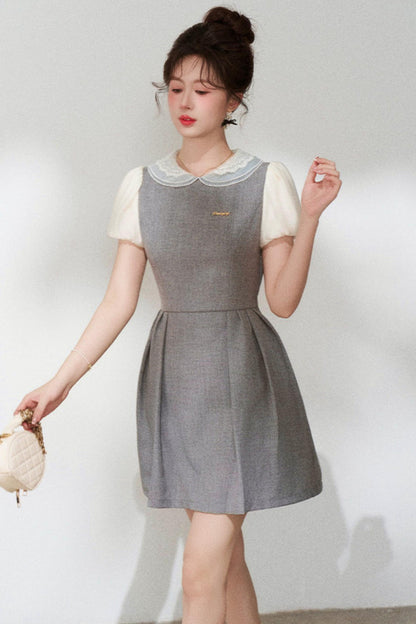 Gray Puff Sleeve Dress
