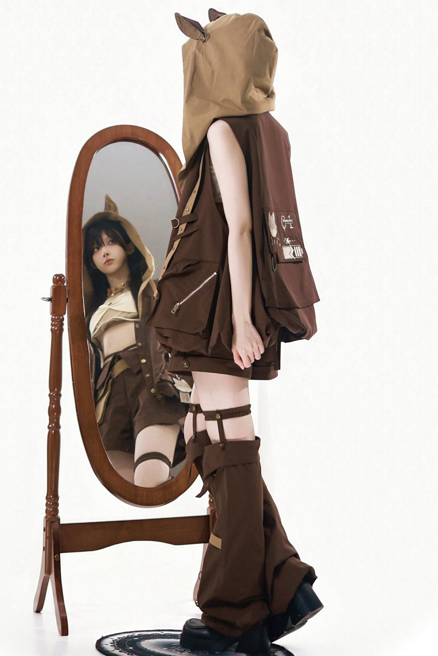 Cyberpunk Lolita Top + Shorts + Outerwear + Leg Accessories + Waist Pouch
