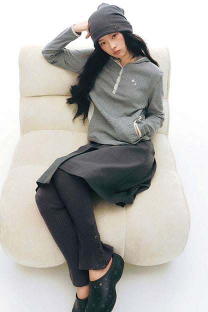 Striped Hooded Knit Tops