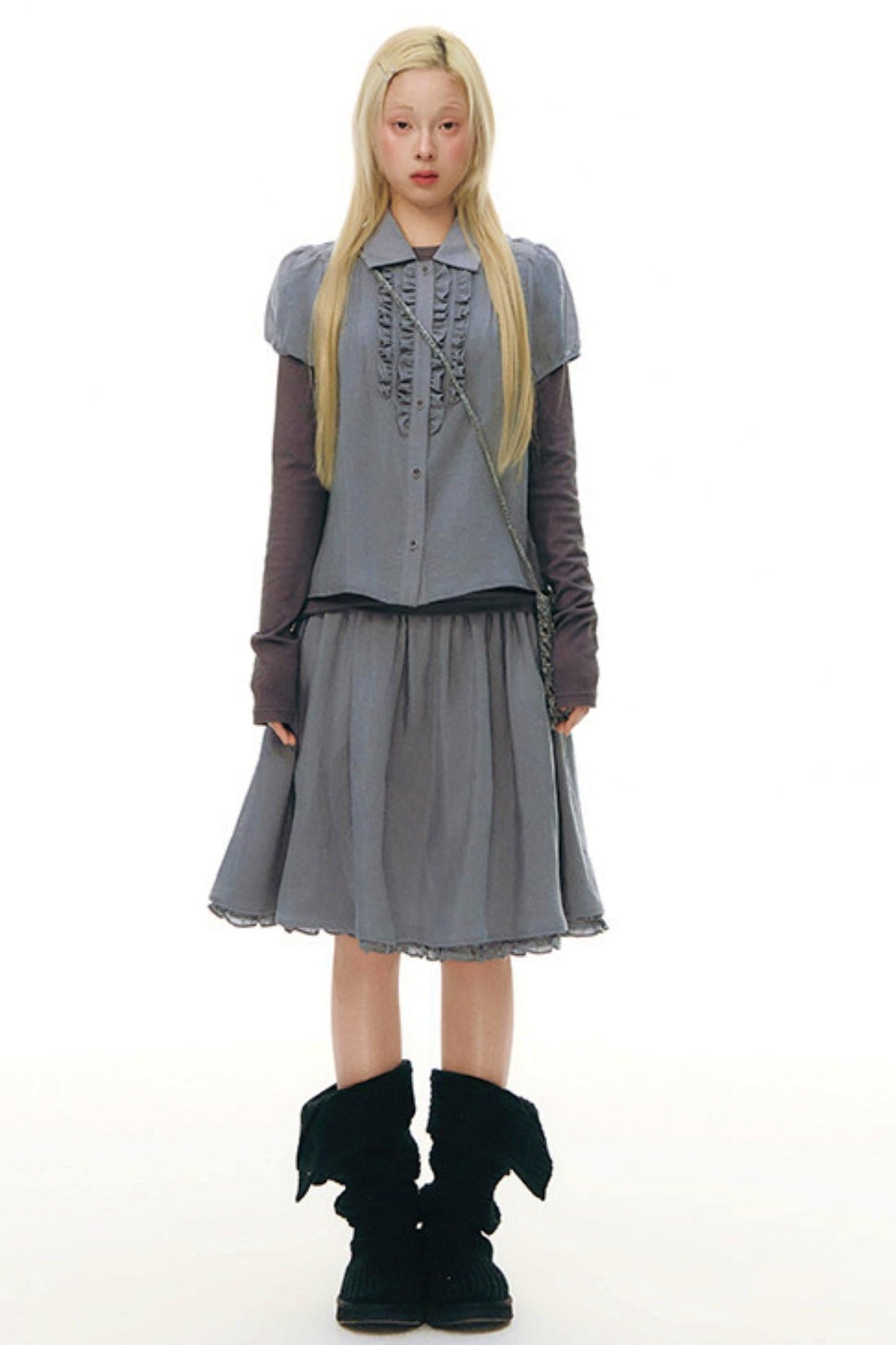 Lace Placket Top + Skirt