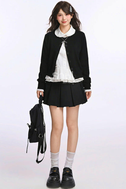 Double Layer Lace Doll Collar Blouse