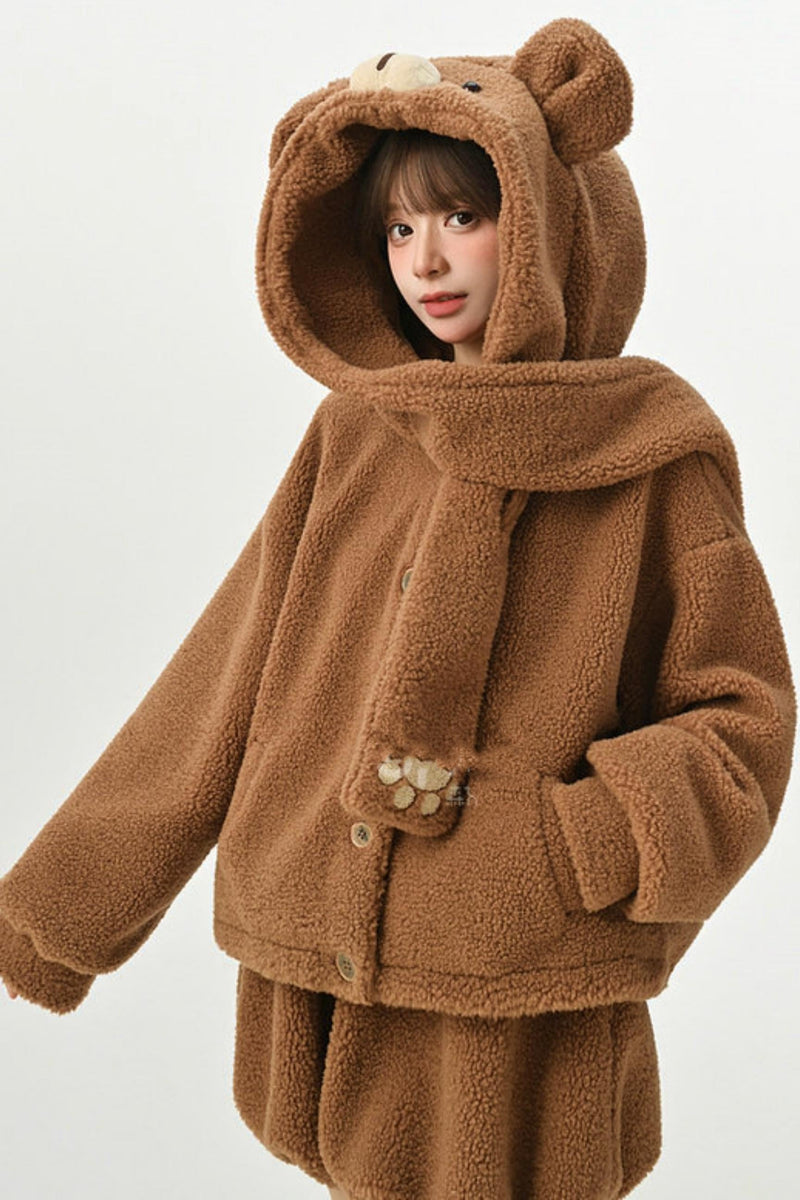 Bear Hooded Fleece Jacket + Pants