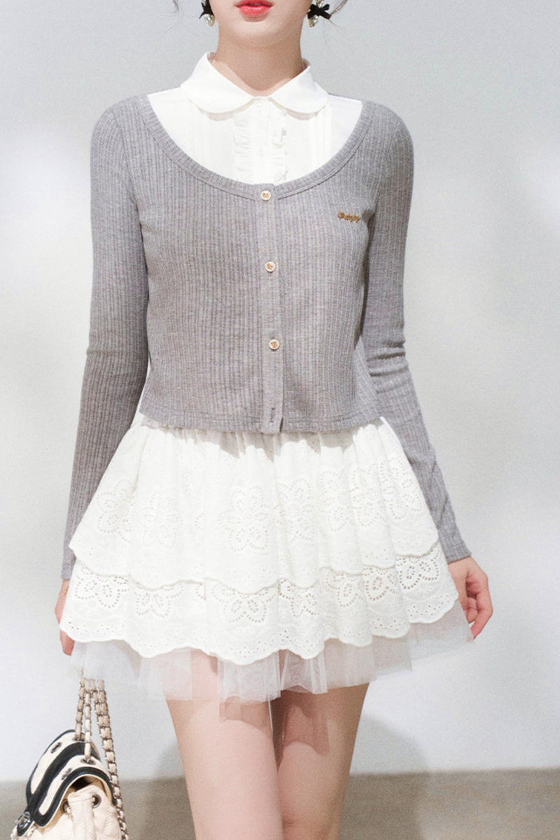 French Style Knit Cardigan + Skirt