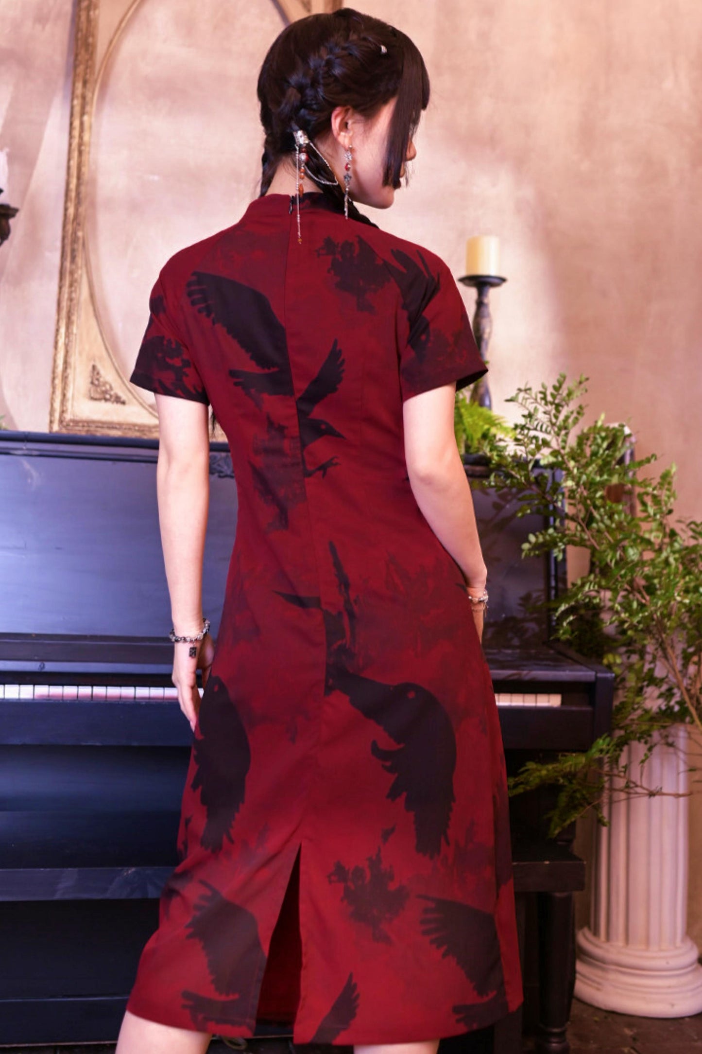 Red and Black Cheongsam Dress