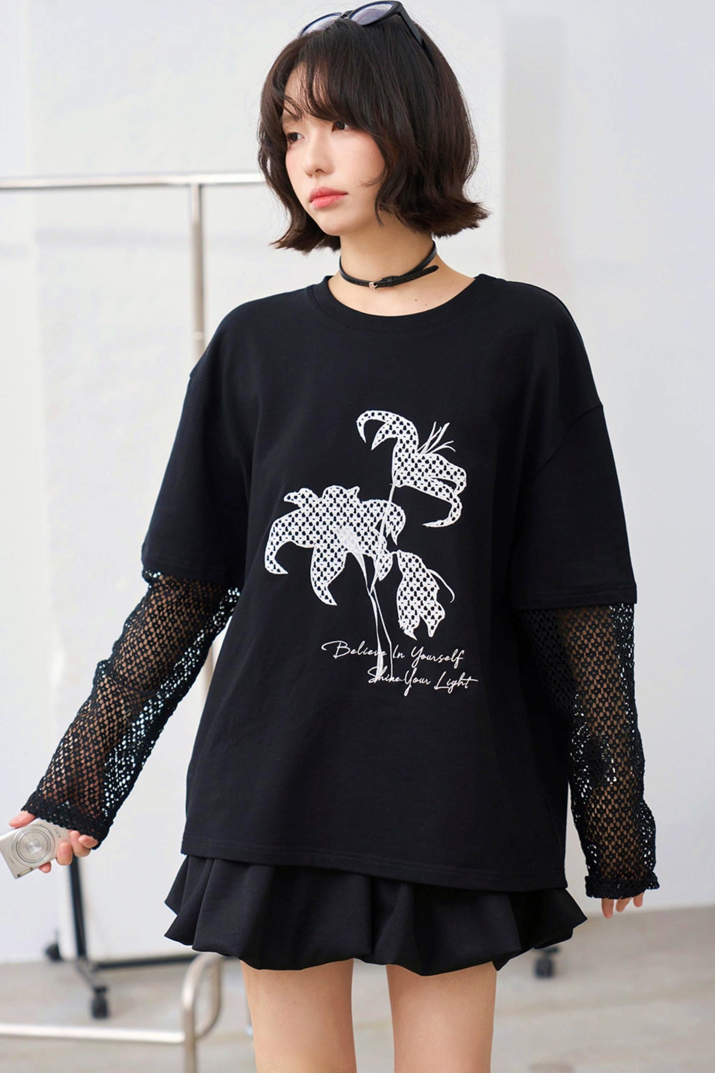 Shadow Weaving Lace Top