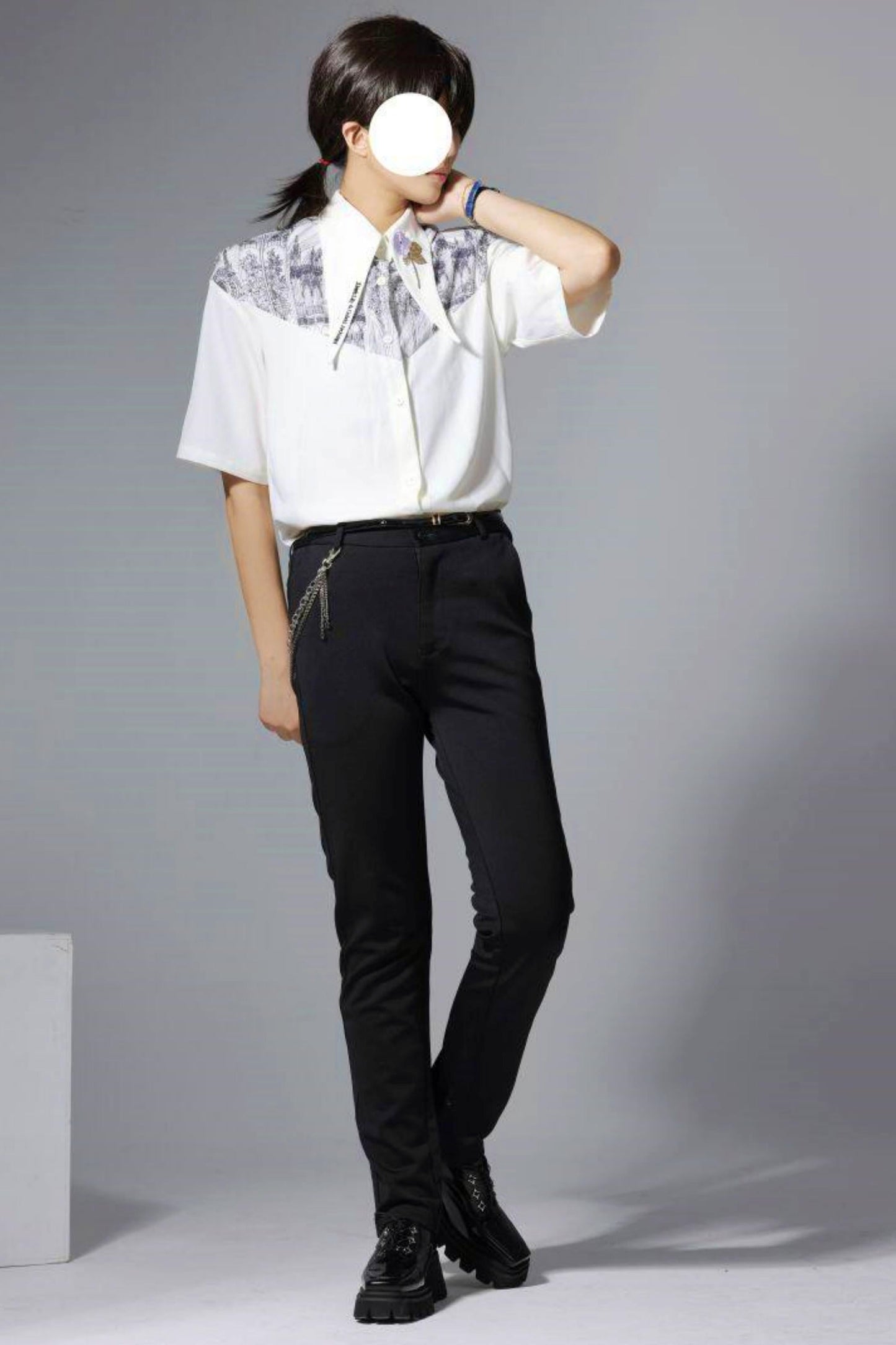 Gothic Arch Print Big Collar Design Shirt