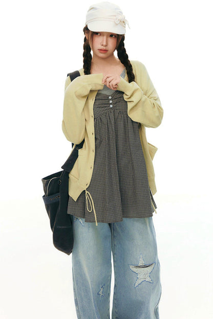 Drawstring Knit Cardigan