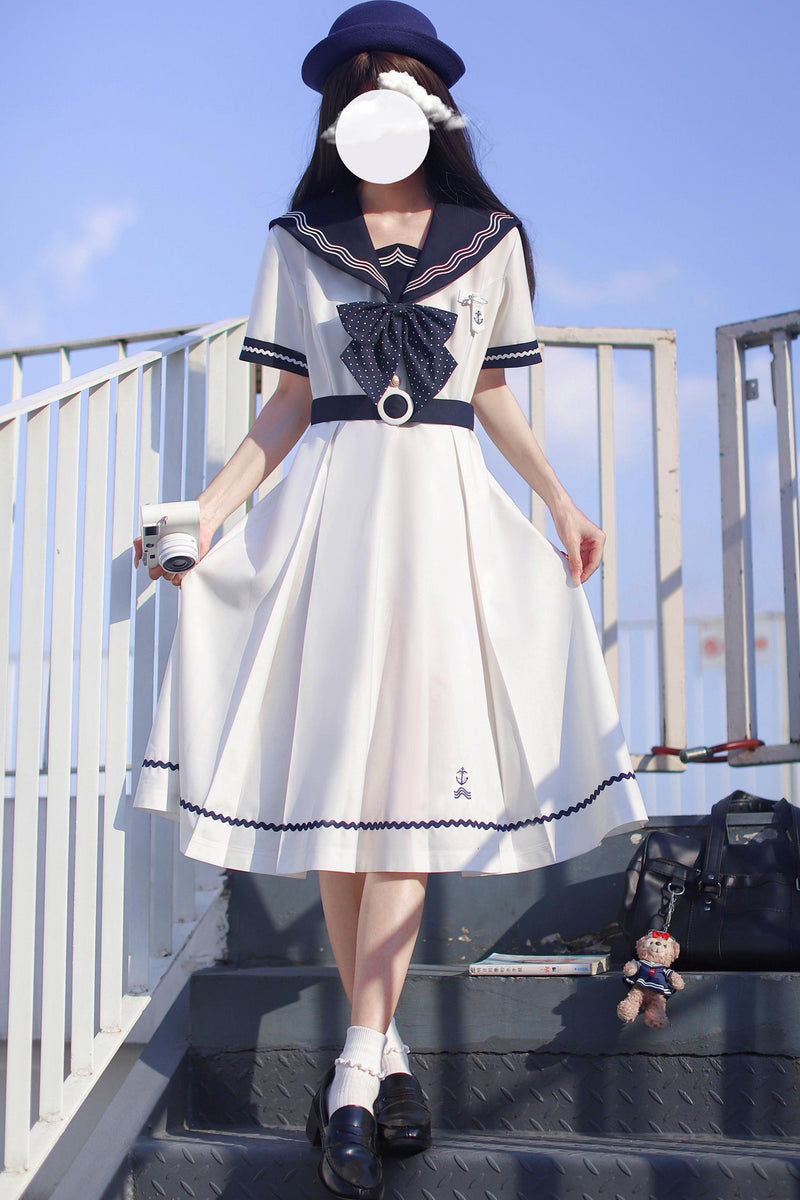 Summer Sea Sailor Dress + Ribbon Accessory