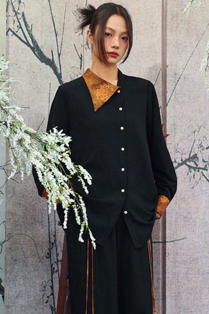 Gold Dragon Diagonal Collar Shirt