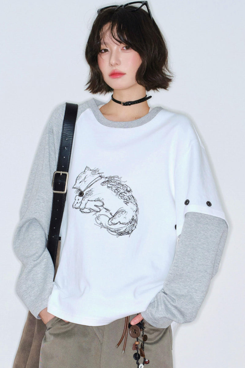 Cat Gravity Loose Tops