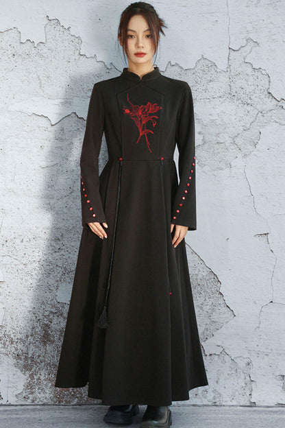 Stand Collar Flare Mode Dress