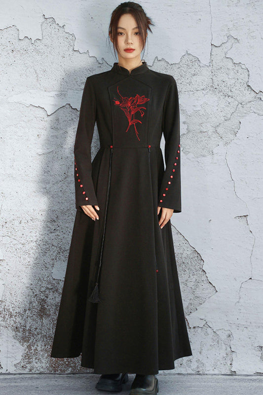 Stand Collar Flare Mode Dress