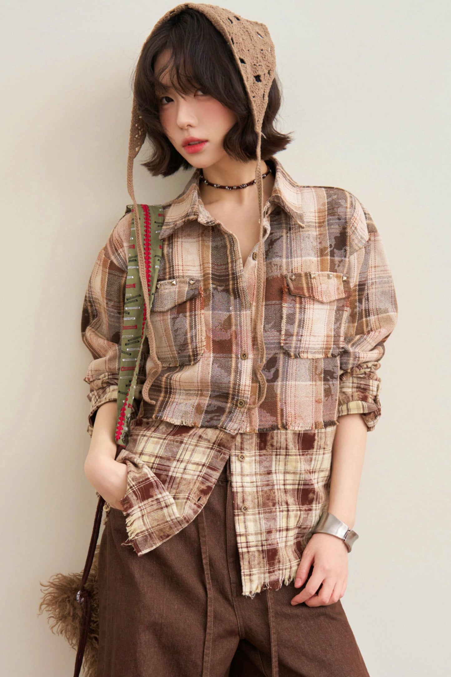 Hazelnut Latte Plaid Blouse