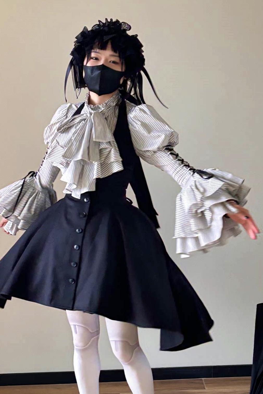 Princess Sleeve Gothic Striped Lolita Blouse