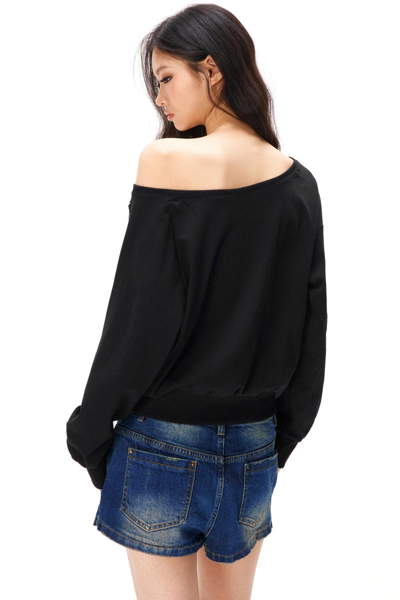 Asymmetrical Off-shoulder Sweatshirt