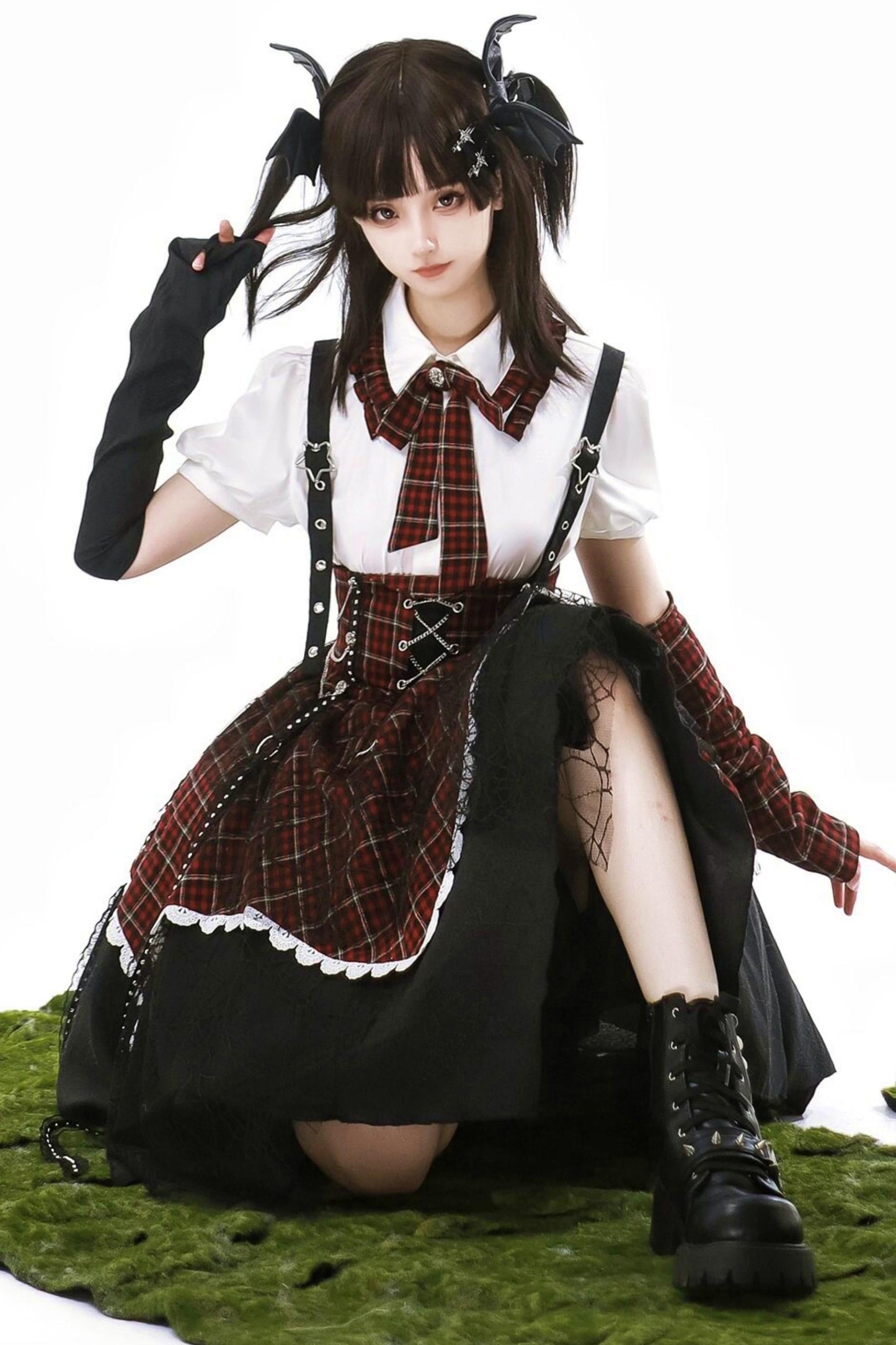 Gothic Academy Idol Lolita Strap Skirt + Shirt + Sleeves