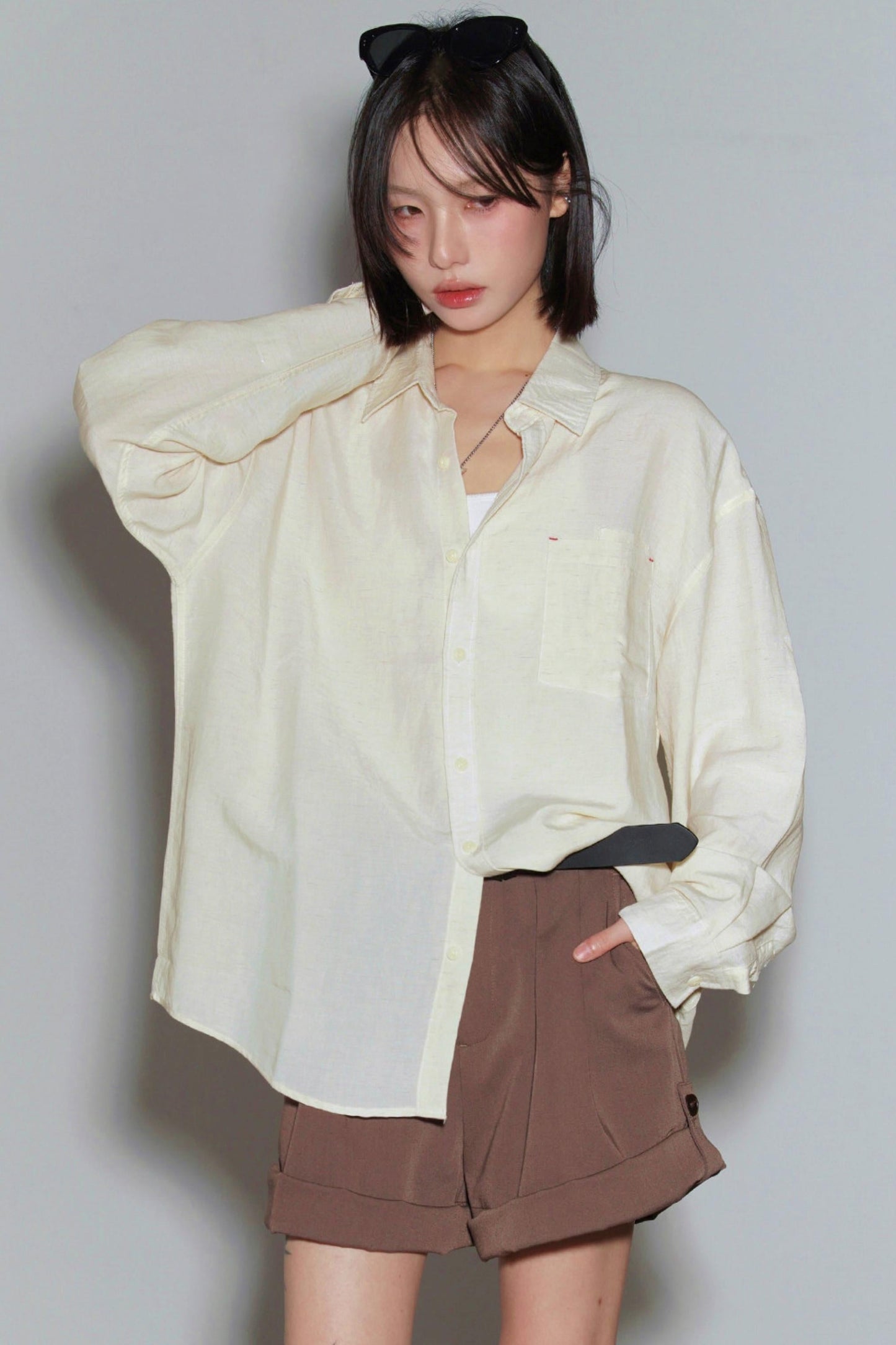 Cotton Linen Long Sleeve Blouse