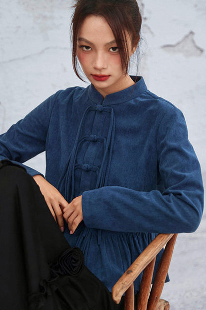 Chinese-style Flare Top + Slit Skirt