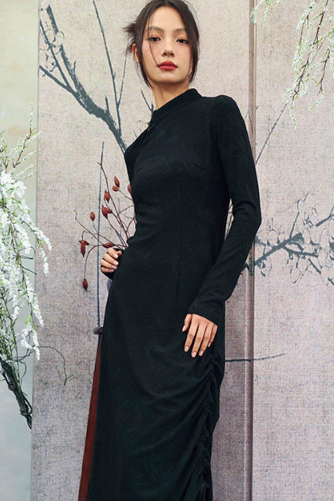 Drawstring Chinese-style Dress