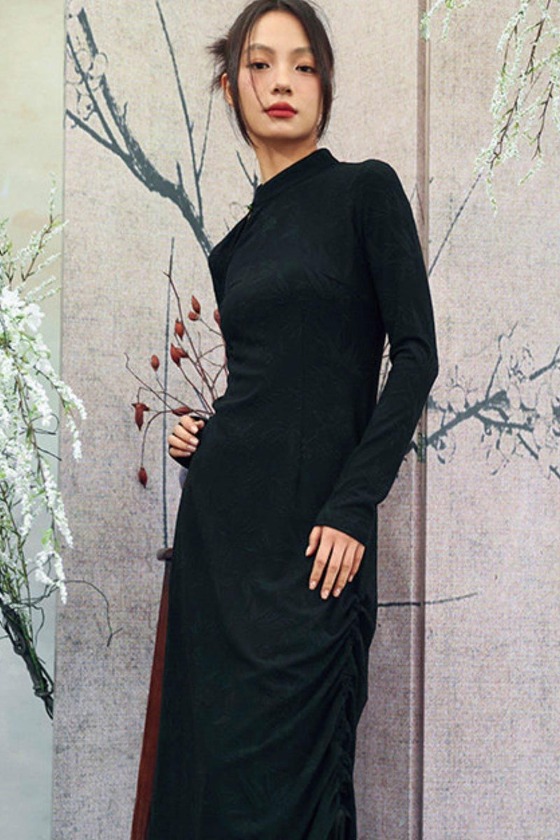 Drawstring Chinese-style Dress