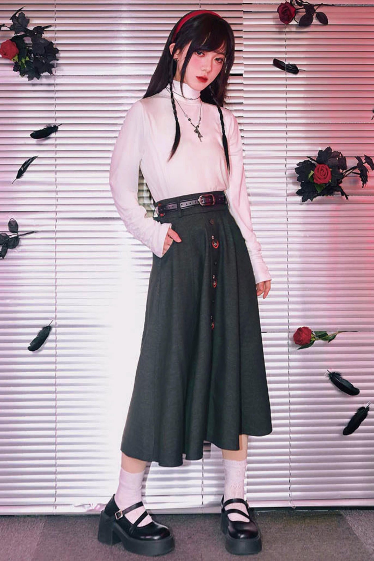 Bar Style Ruched High Neck Blouse