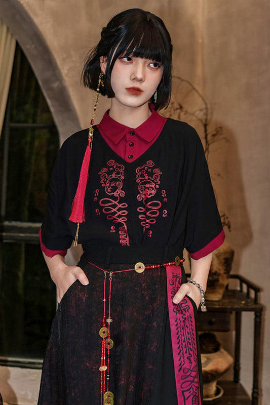 Weaving Life Color Block Blouse