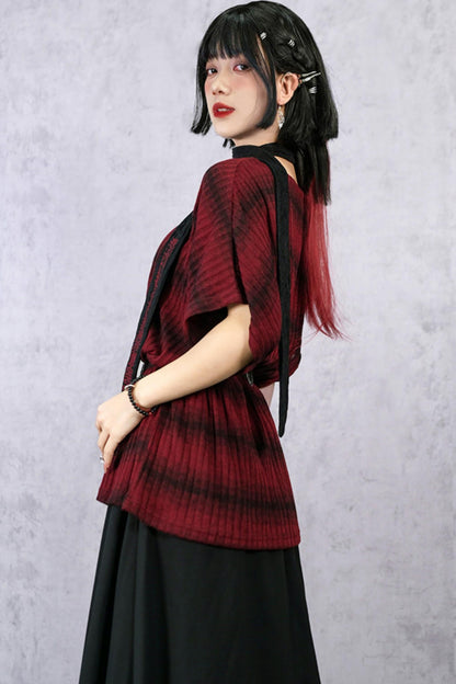 Striped Knit Batwing Sweater
