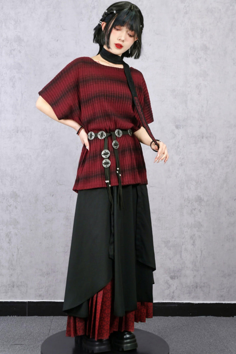 Striped Knit Batwing Sweater