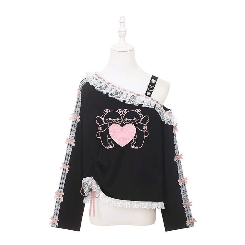 Bear Angel One-shoulder Top + Tiered Skirt