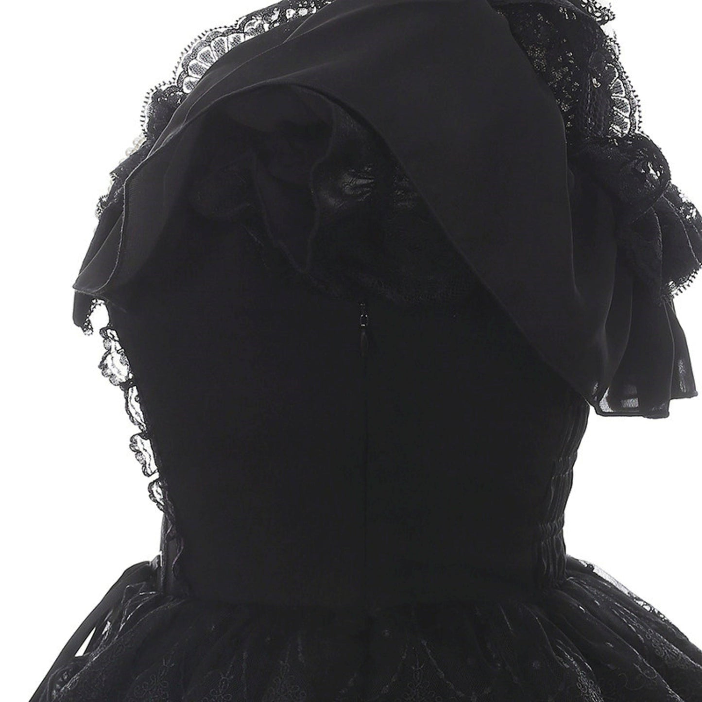 Off-shoulder Dark Kawaii Lace Dress + Neck Ring