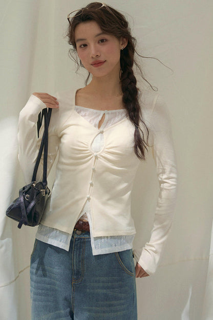 Seashell Lace Layered Top