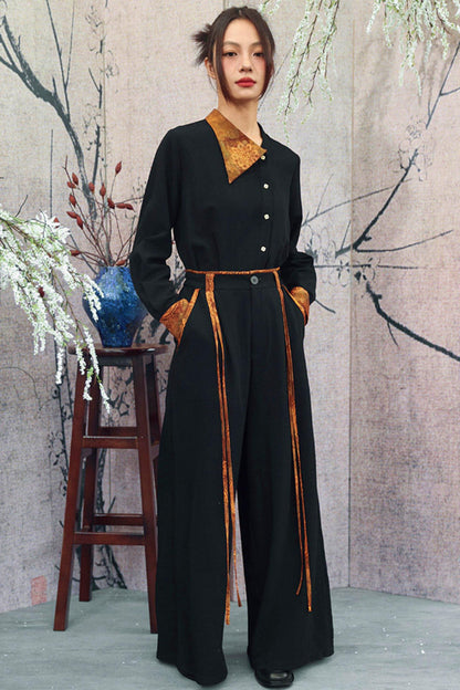Gold Dragon Diagonal Collar Shirt