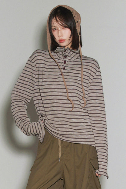 Striped High Neck Top
