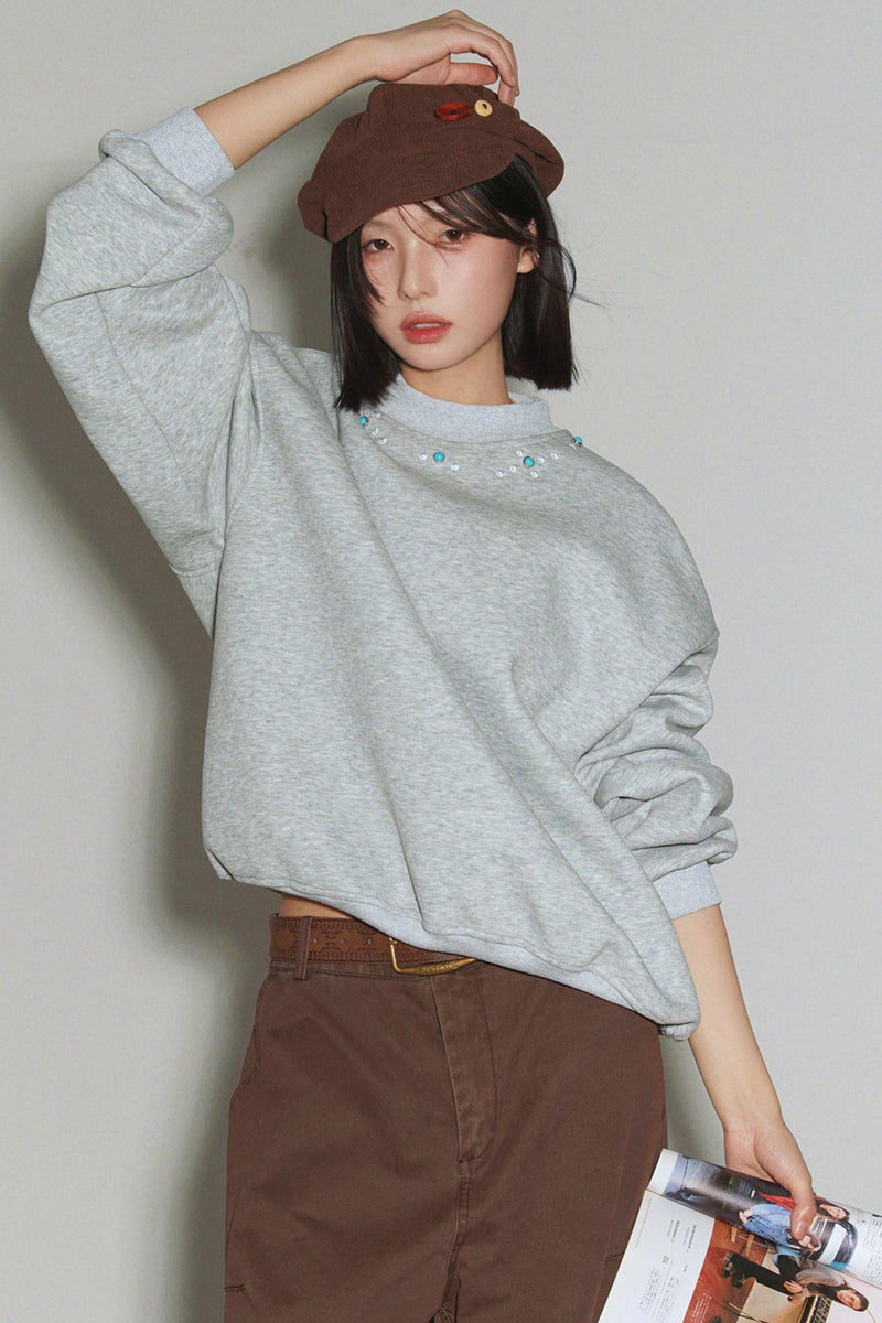 Gemstone Decorated Sweatshirt