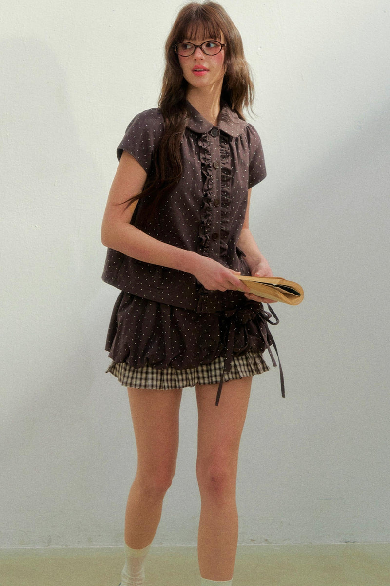 Dot Ruffle Top + Skirt