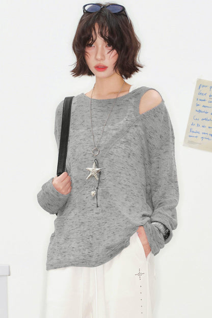 Mode Sheer Loose Off-shoulder Top