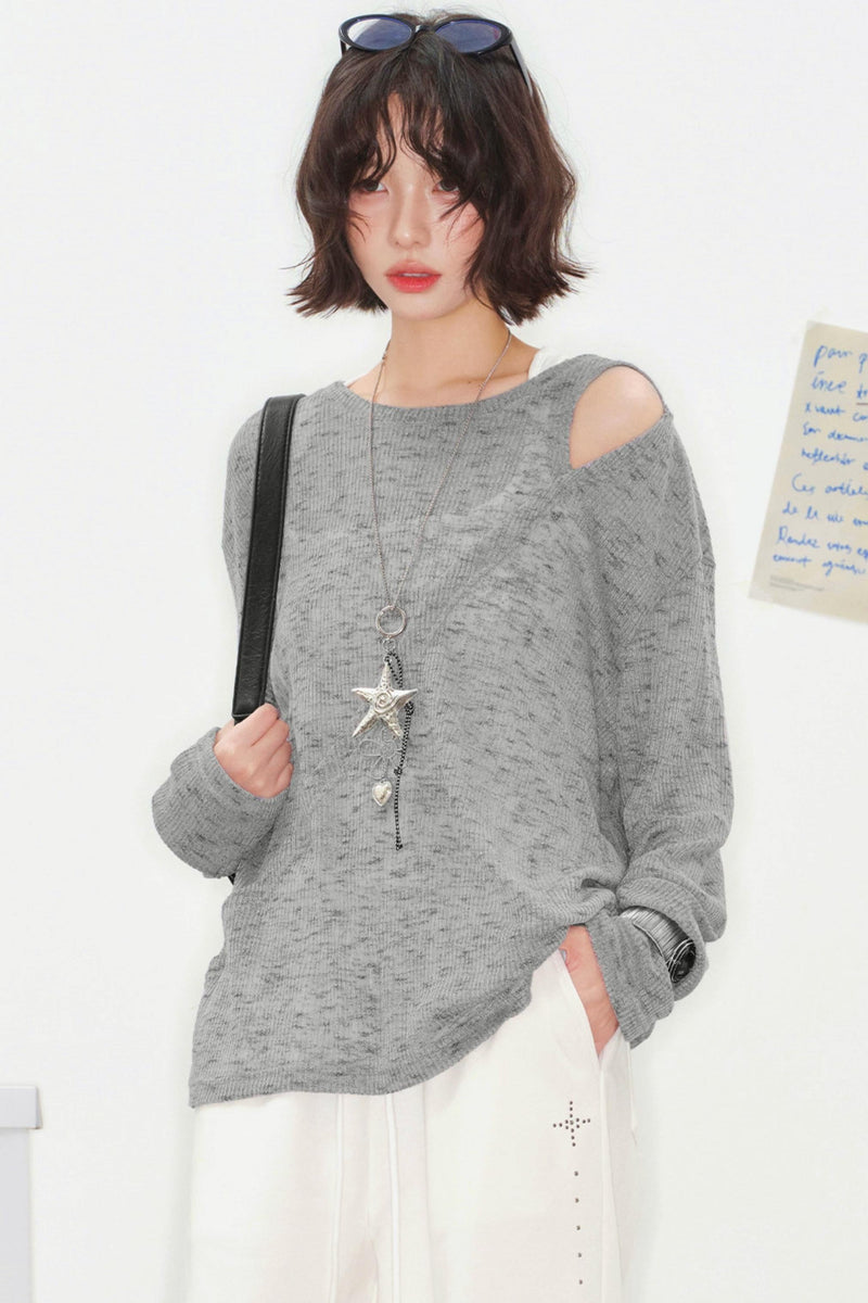 Mode Sheer Loose Off-shoulder Top